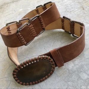 Cognac/brown leather belt made of Italian leather/brass buckle - MADE IN USA